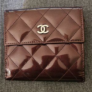 CHANEL Burgundy Patent Leather Wallet (bifold)